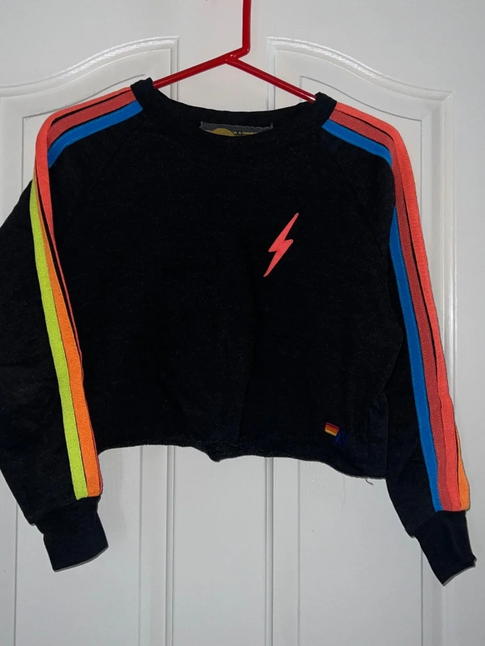 Aviator Nation -XS- bolt cropped rainbow stripe - Picture 1 of 7